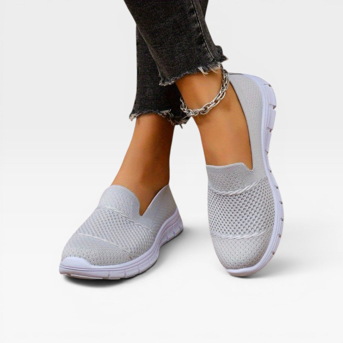 Women's Breathable Knit Slip On Sneakers – Lightweight Comfort Trainers