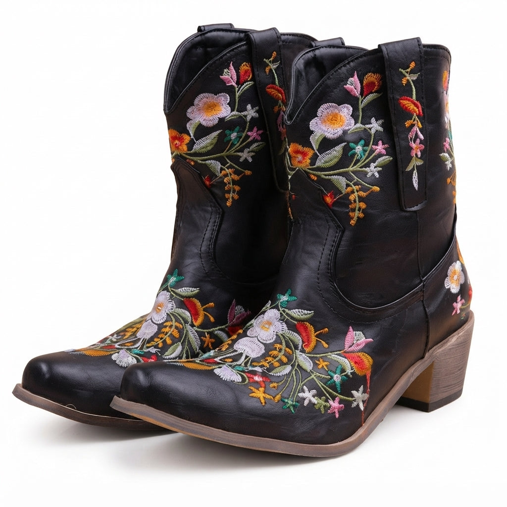 Women's Charming Heeled Ankle Cowboy Boots