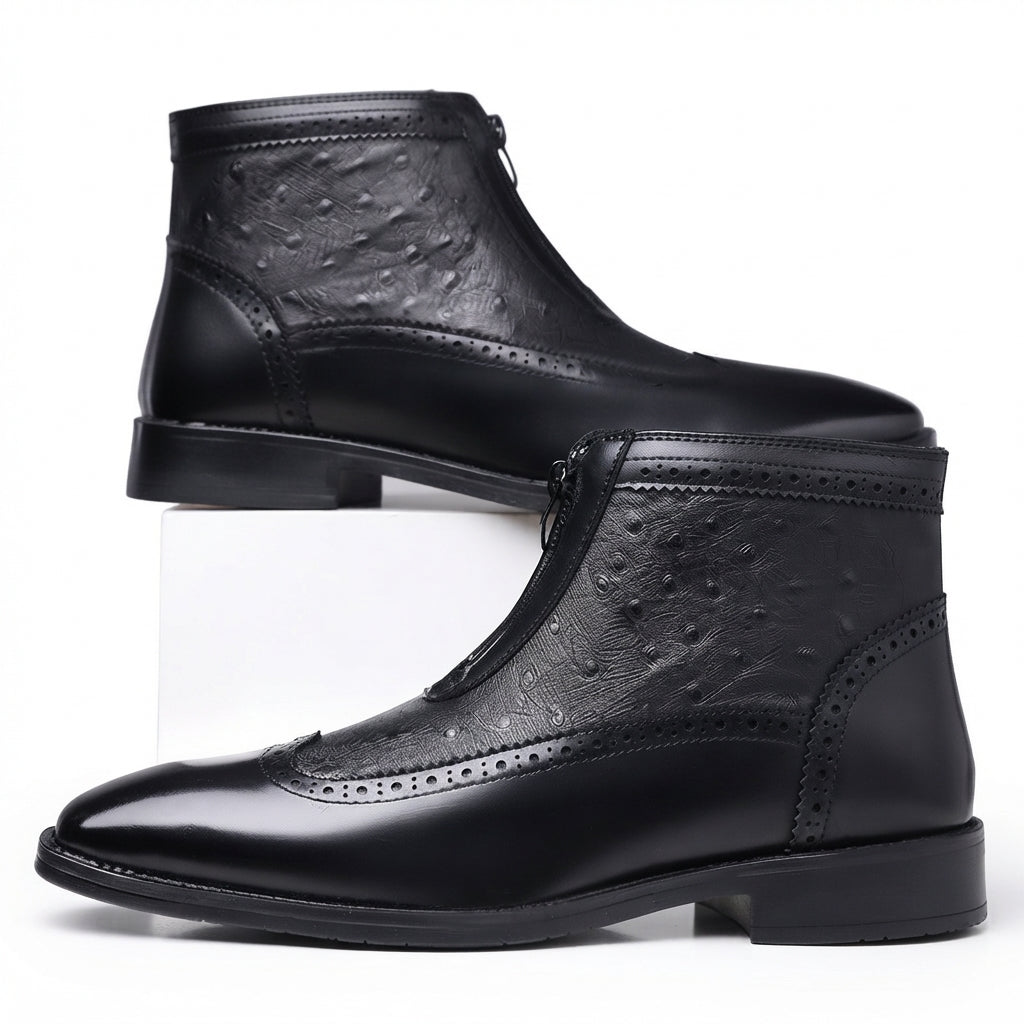 Men's Leather Brogue Ankle Boots