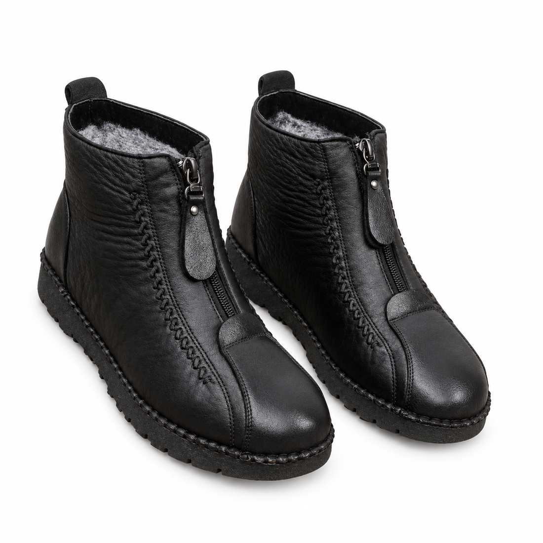 Women's Fleece-Lined Leather Ankle Boots