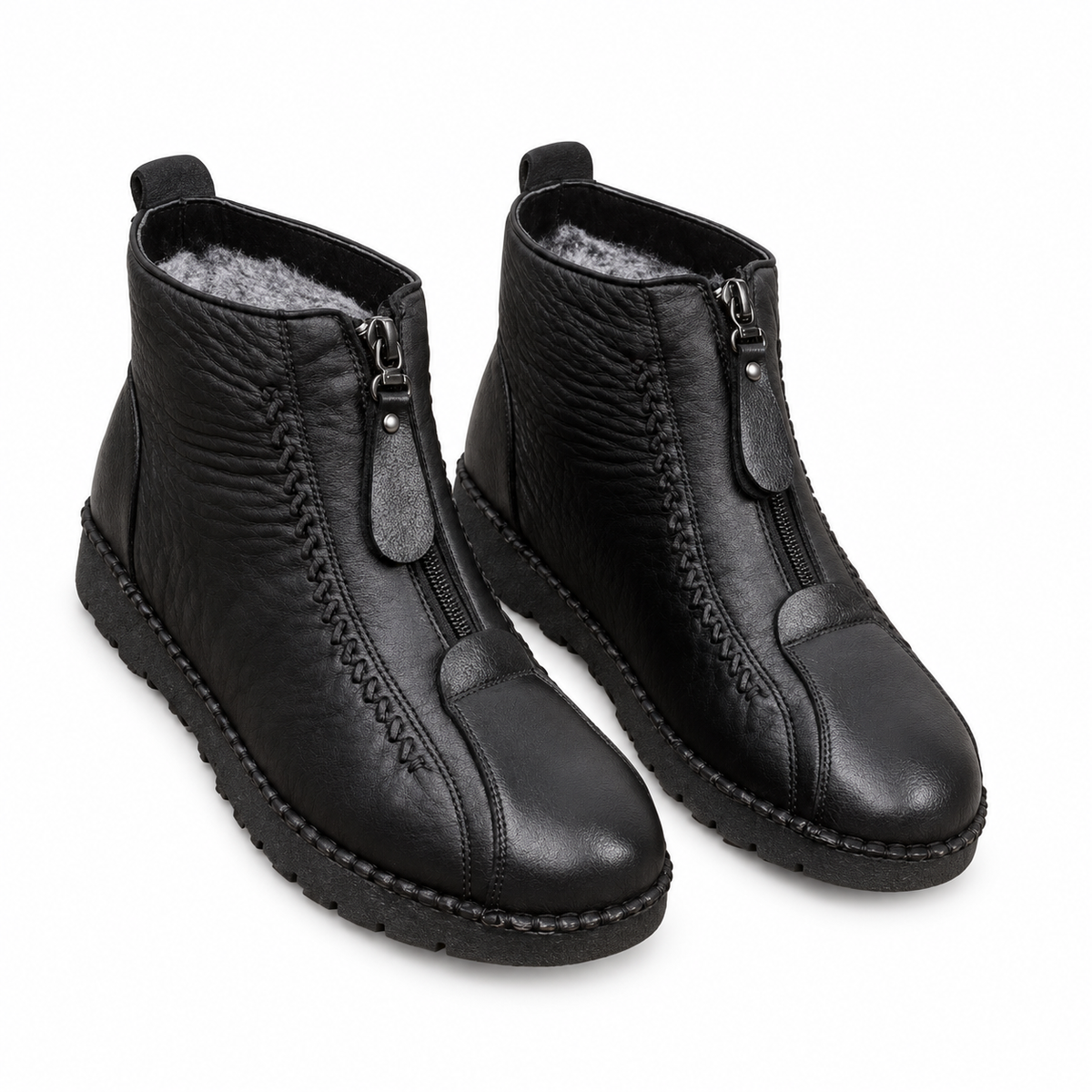 Women's Fleece-Lined Leather Ankle Boots