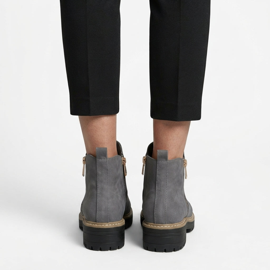 Women's Orthopedic Side Zip Heeled Ankle Boots
