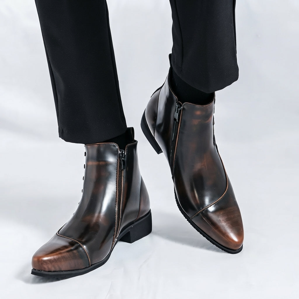 Men's Polished Pointed Toe Ankle Boots