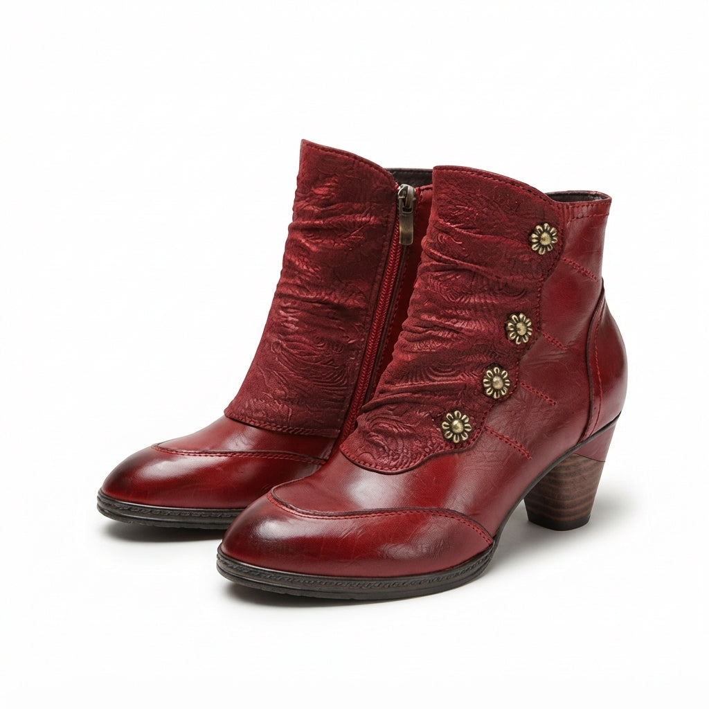 Women's Elegant Leather Heeled Ankle Boots