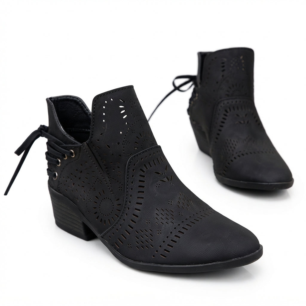 Women's Cutout Heeled Ankle Boots