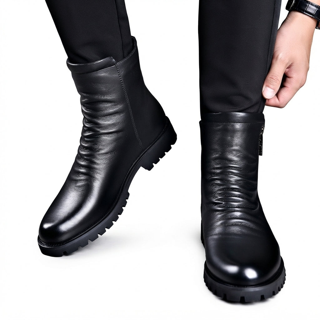 Men's Polished Slouch Leather Boots