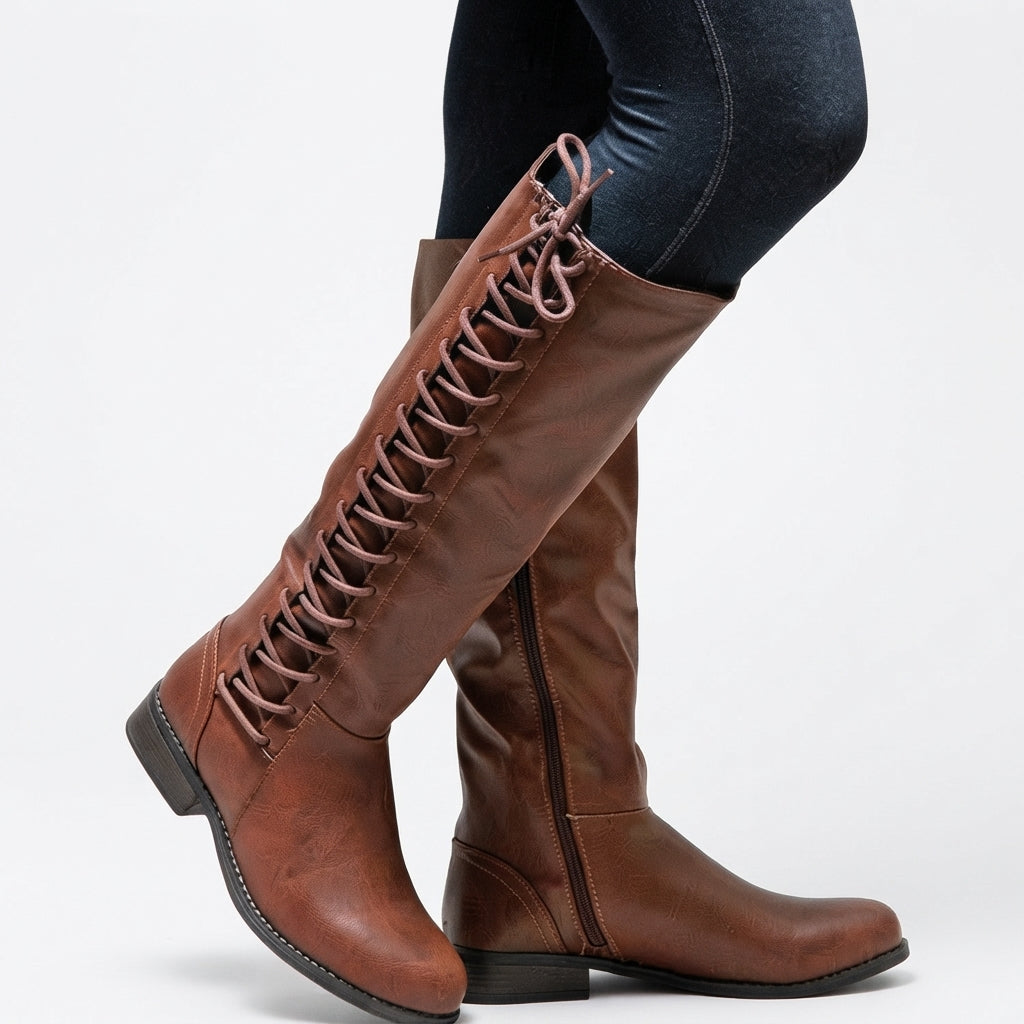 Women's Elegant Lace-Up Knee High Boots