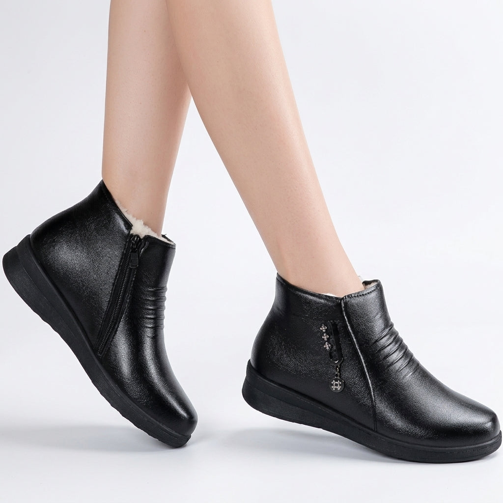 Women's Shearling-Lined Side-Zip Ankle Boots