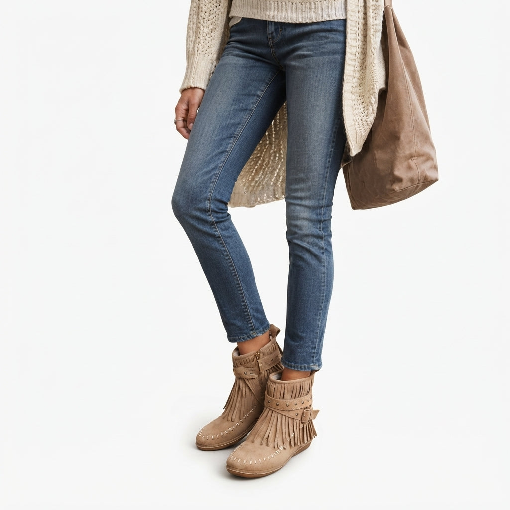 Women's Charming Suede Fringe Ankle Boots