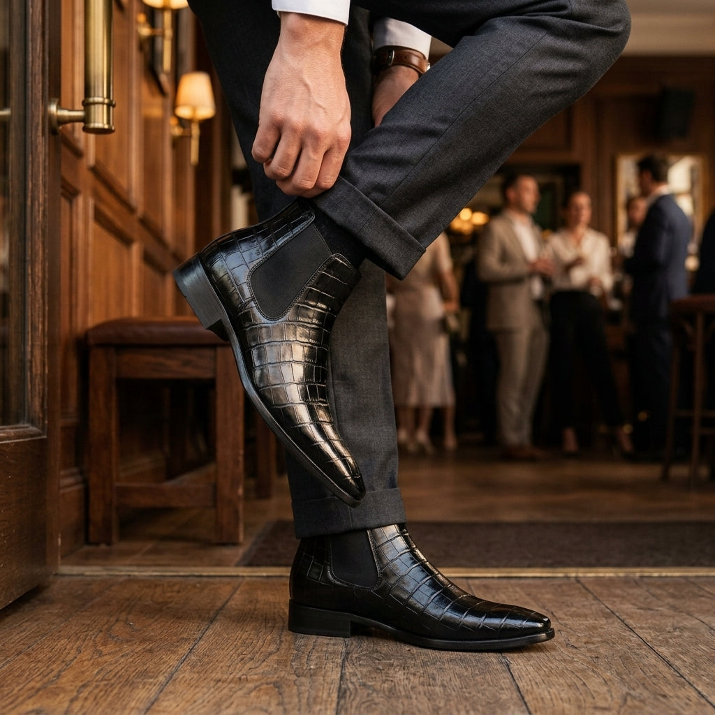 Men's Croc Embossed Chelsea Boots