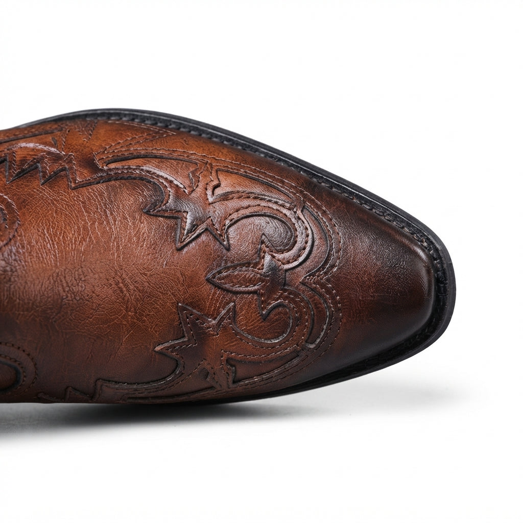 Men's Leather Cowboy Ankle Boots