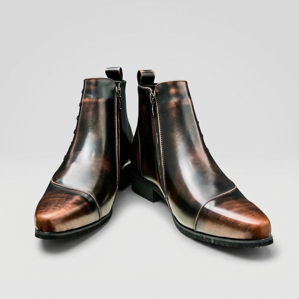 Men's Pointed Toe Leather Ankle Boots