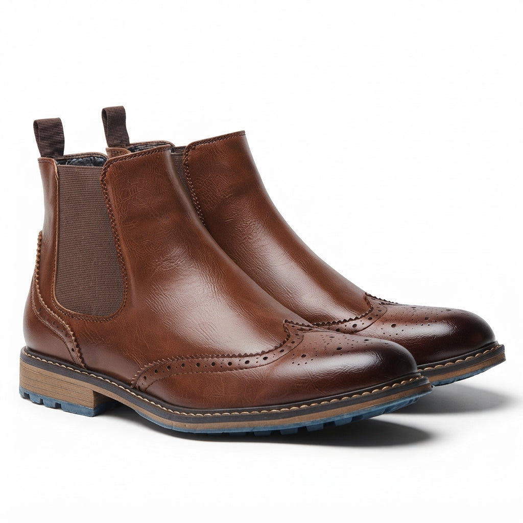 Men's Polished Brogue Chelsea Boots