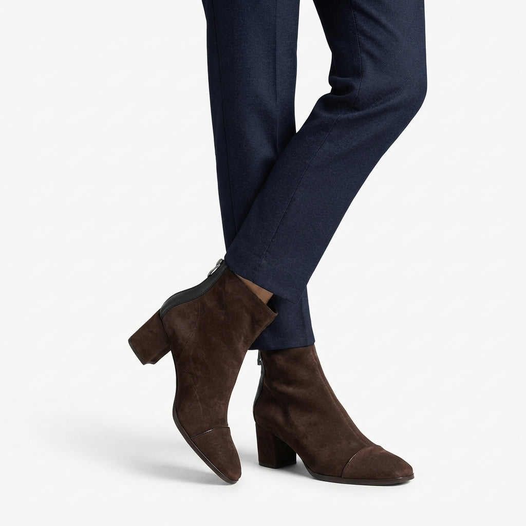 Women's All-Day Comfort Suede Heeled Ankle Boots