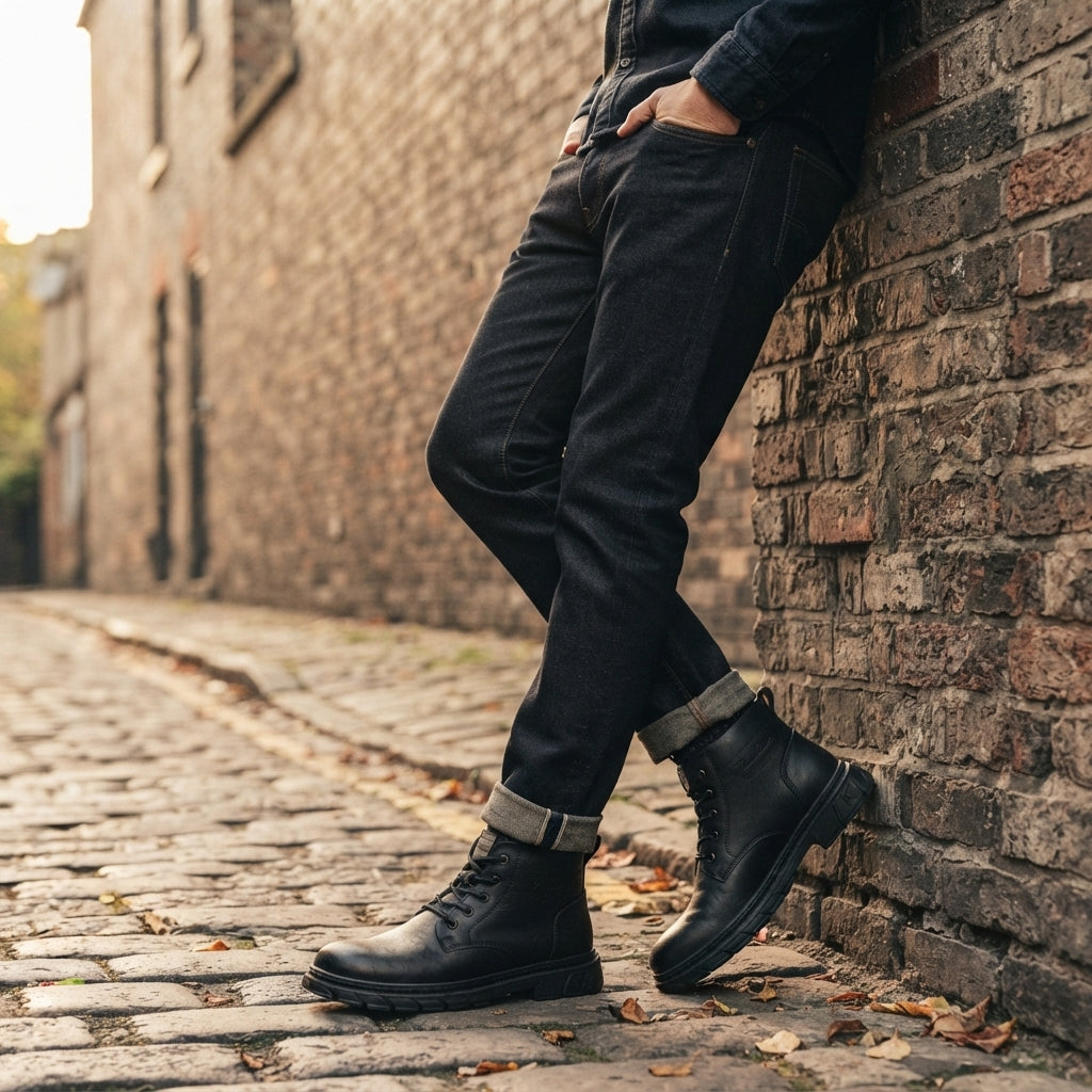 Men's Rugged Leather Combat Boots