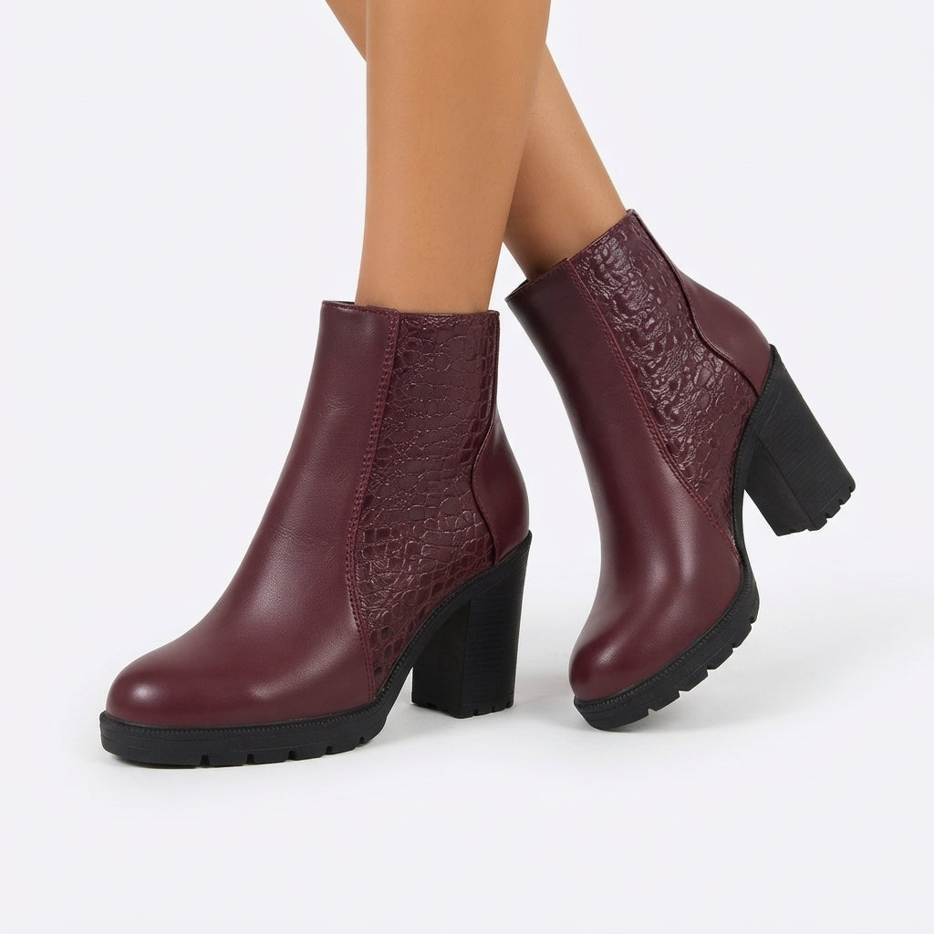 Women's Croc Heeled Ankle Boots