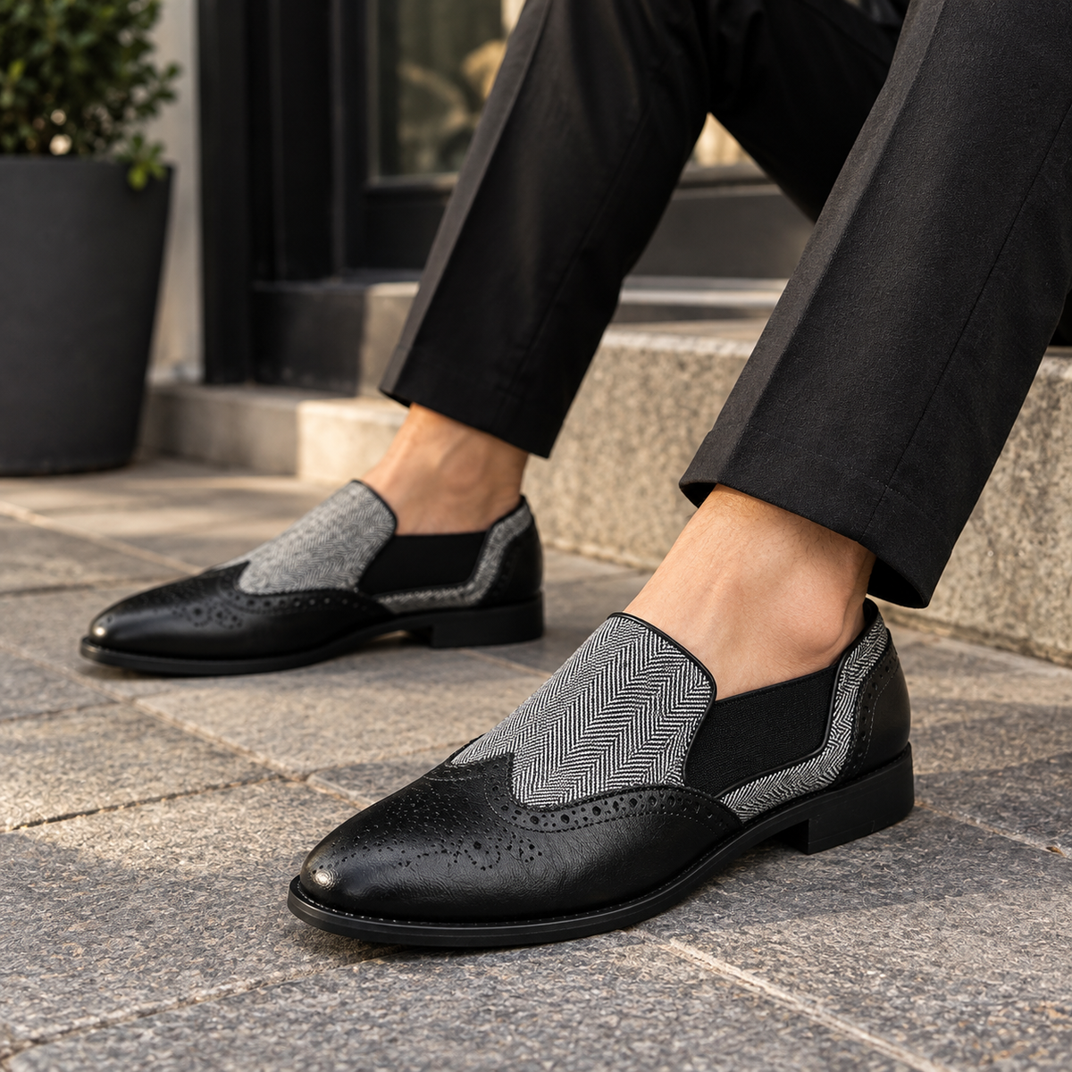 Men's Leather Brogue Loafers