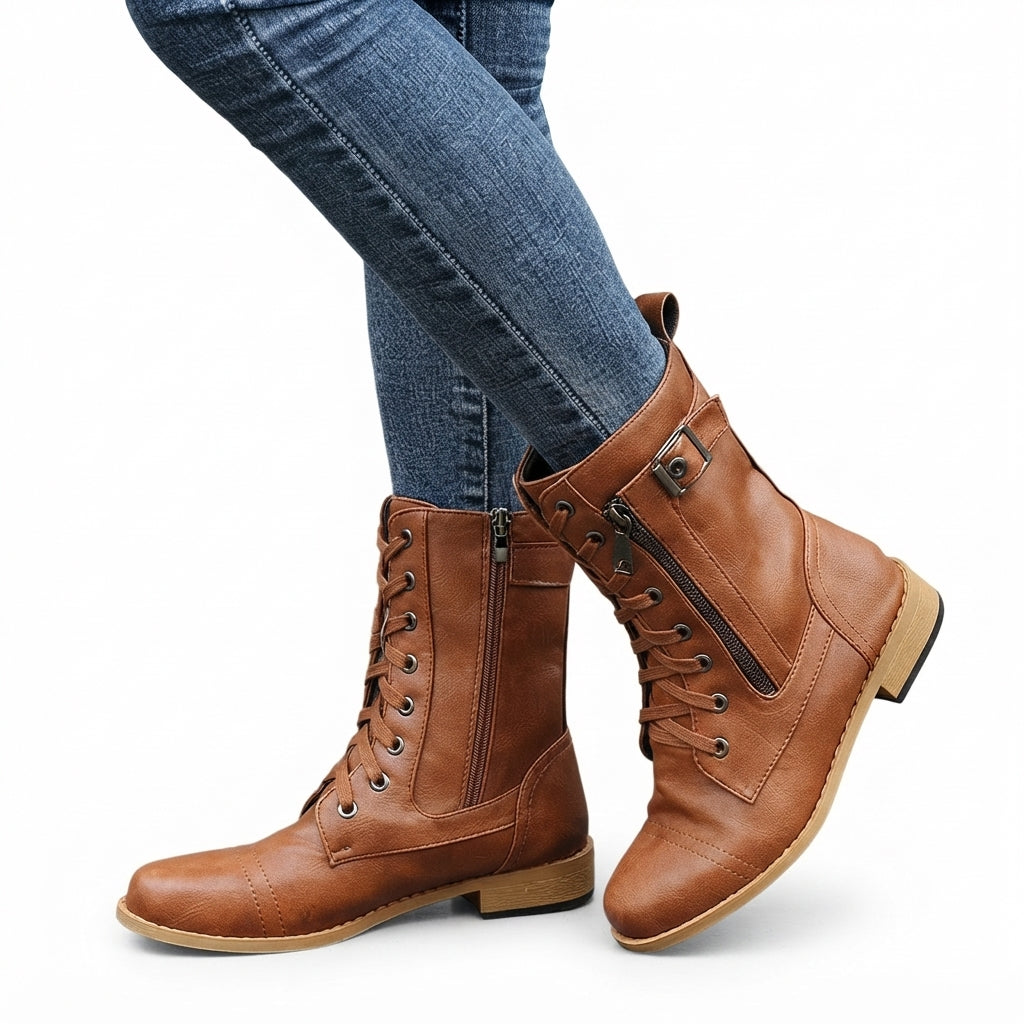 Women's Effortless Orthopedic  Lace-Up Biker Boots