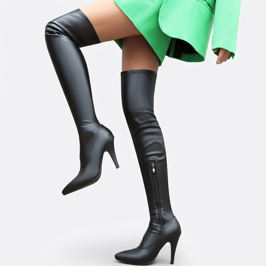 Women's Over The Knee High Pointed Toe Heeled Boots