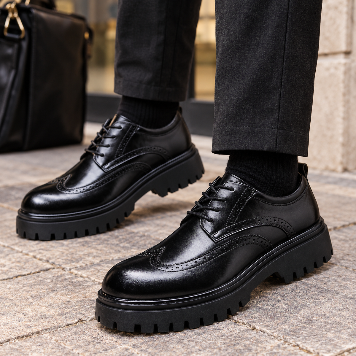 Men's Leather Brogue Derby Shoes