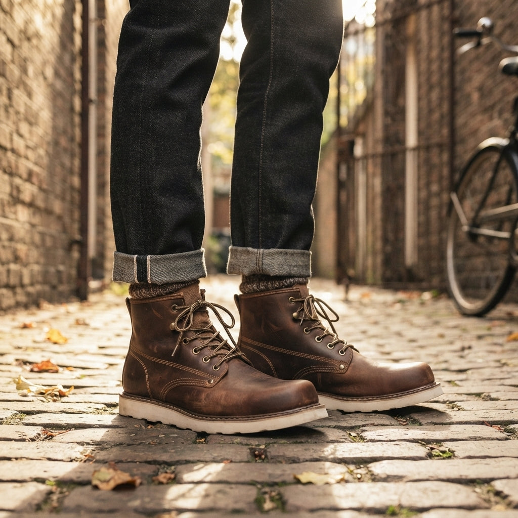 Men's Lace-Up Leather Ankle Boots