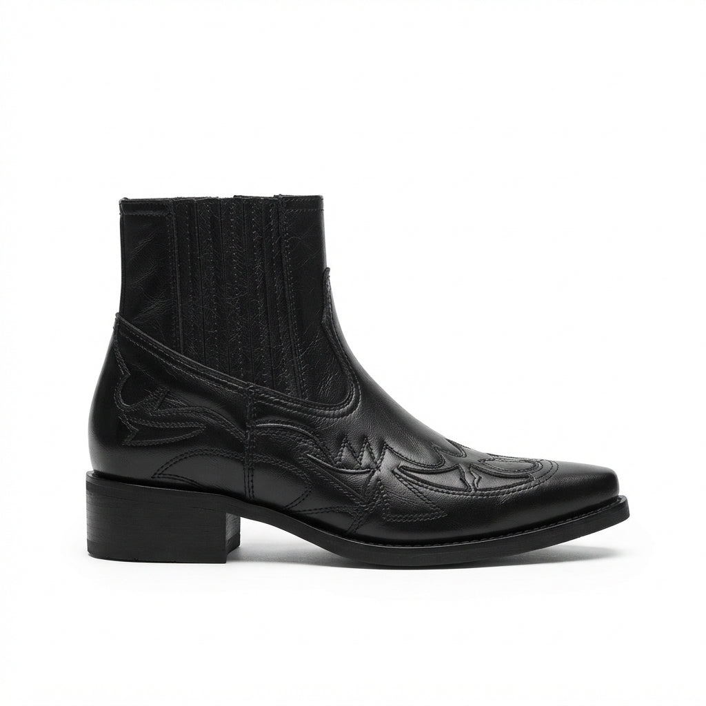 Men's Leather Cowboy Ankle Boots