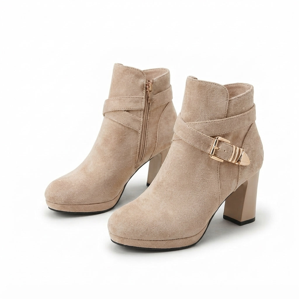 Women's Elegant Suede Heeled Ankle Boots