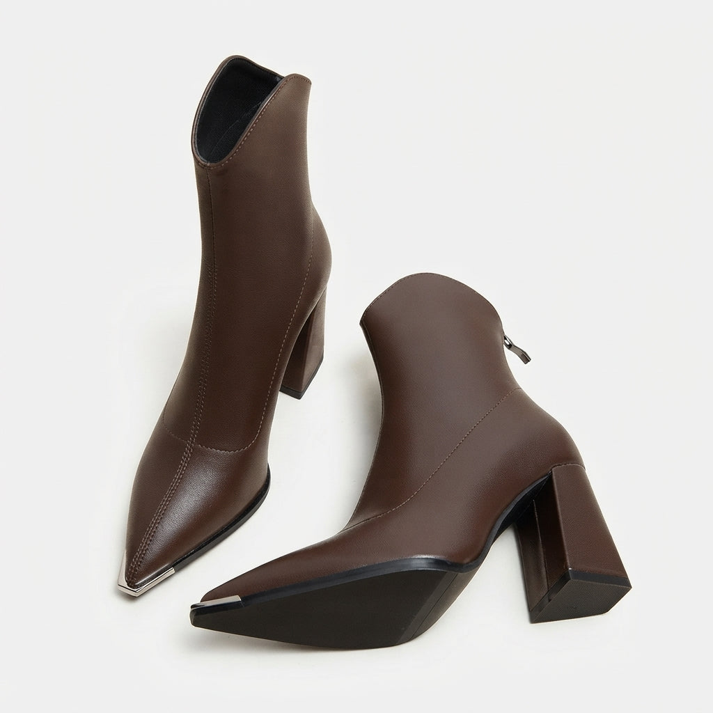 Women's Sleek Pointed Toe Heeled Ankle Boots