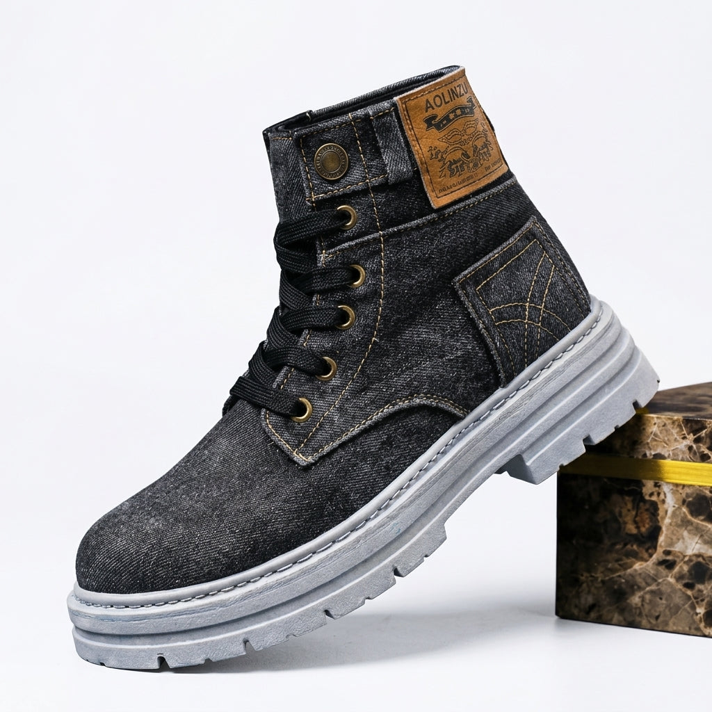 Men's Denim Combat Boots