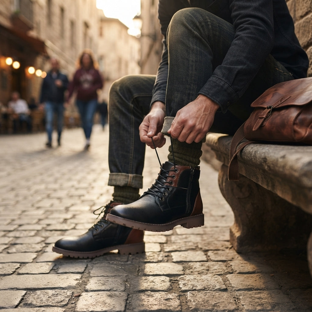 Men's Rugged Combat Ankle Boots