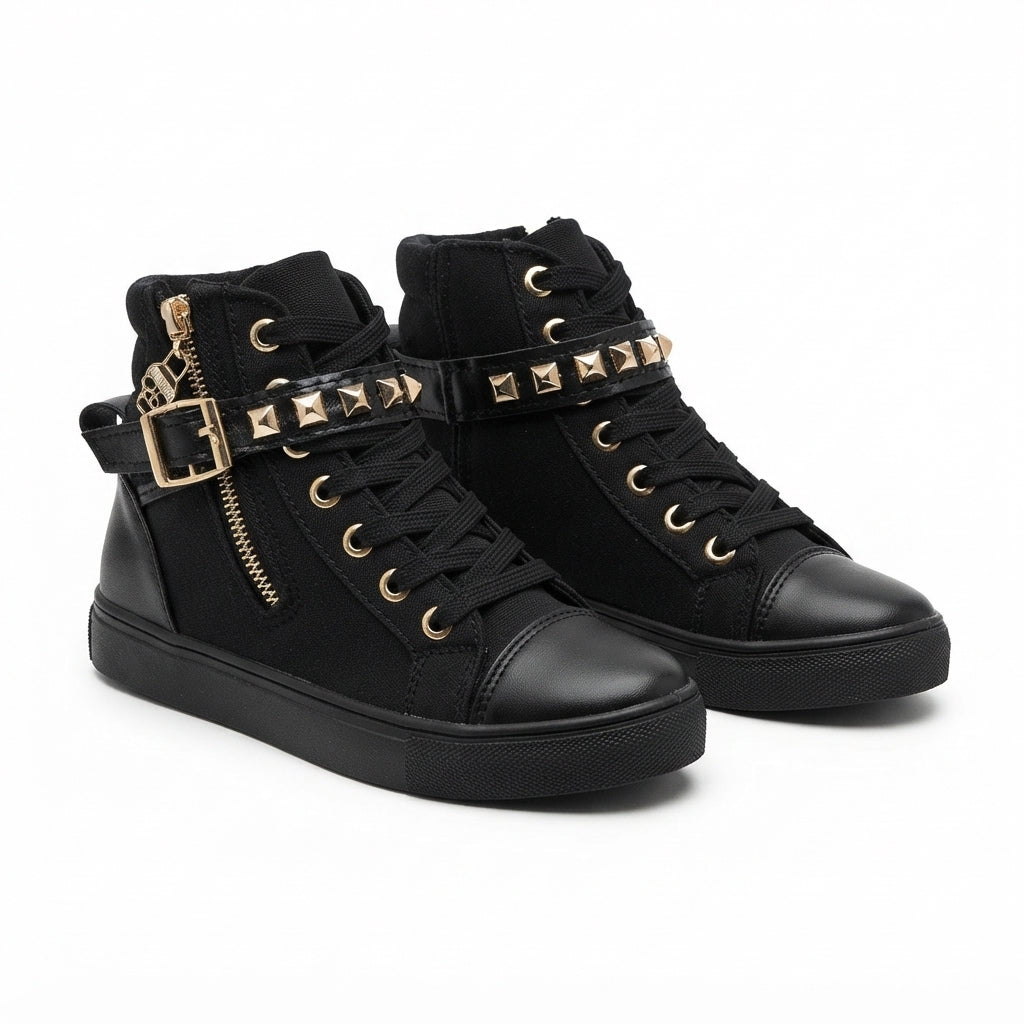 Women's Chic High-Top Studded Trainers