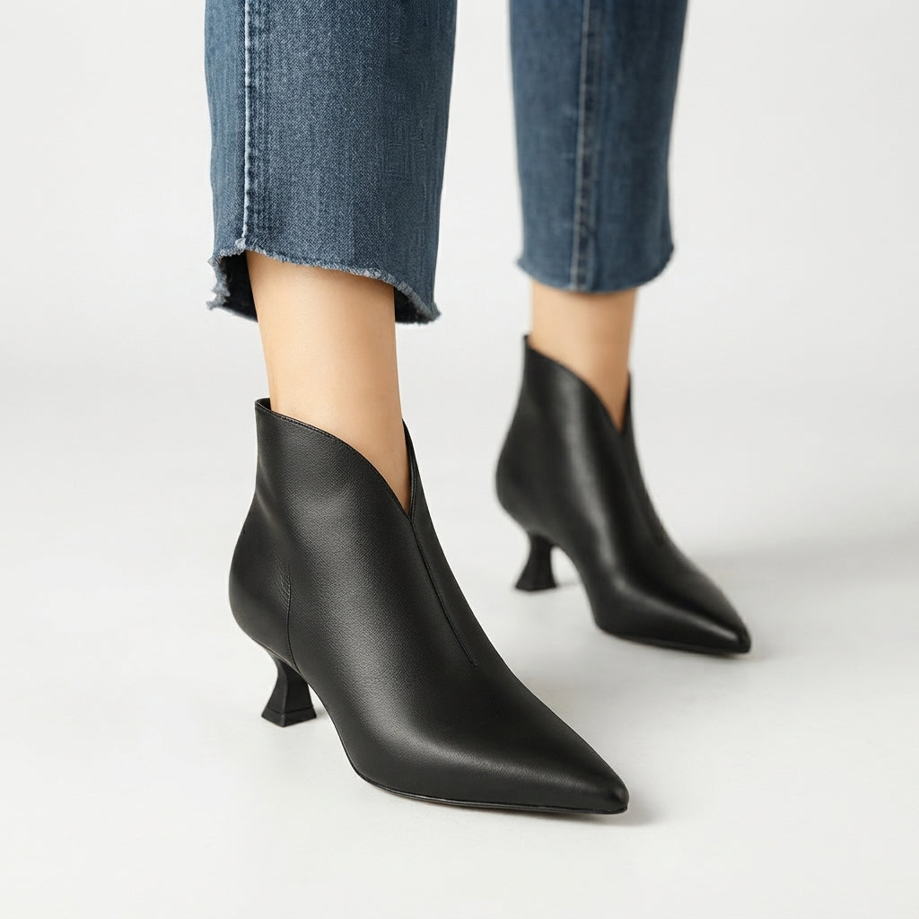 Women's Kitten Heel Pointed Toe Ankle Boots