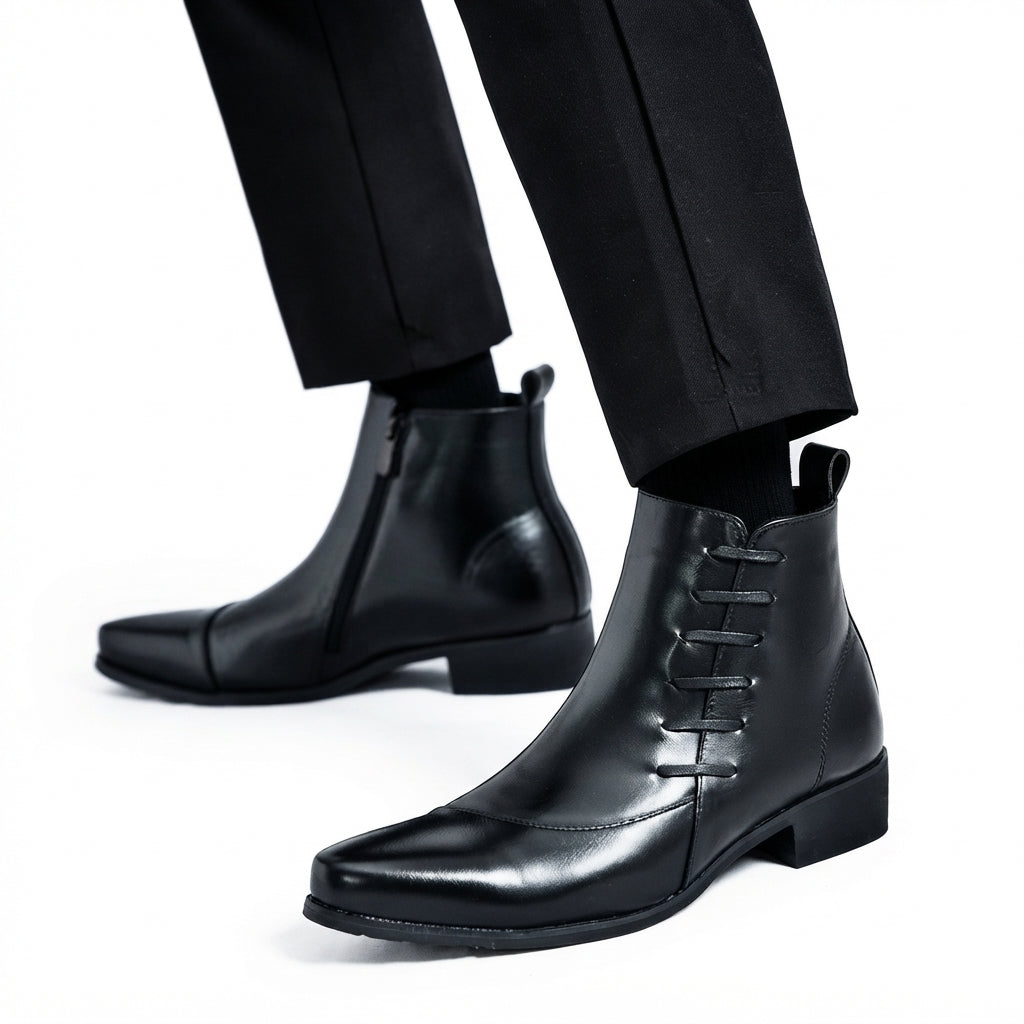 Men's Polished Pointed Toe Ankle Boots