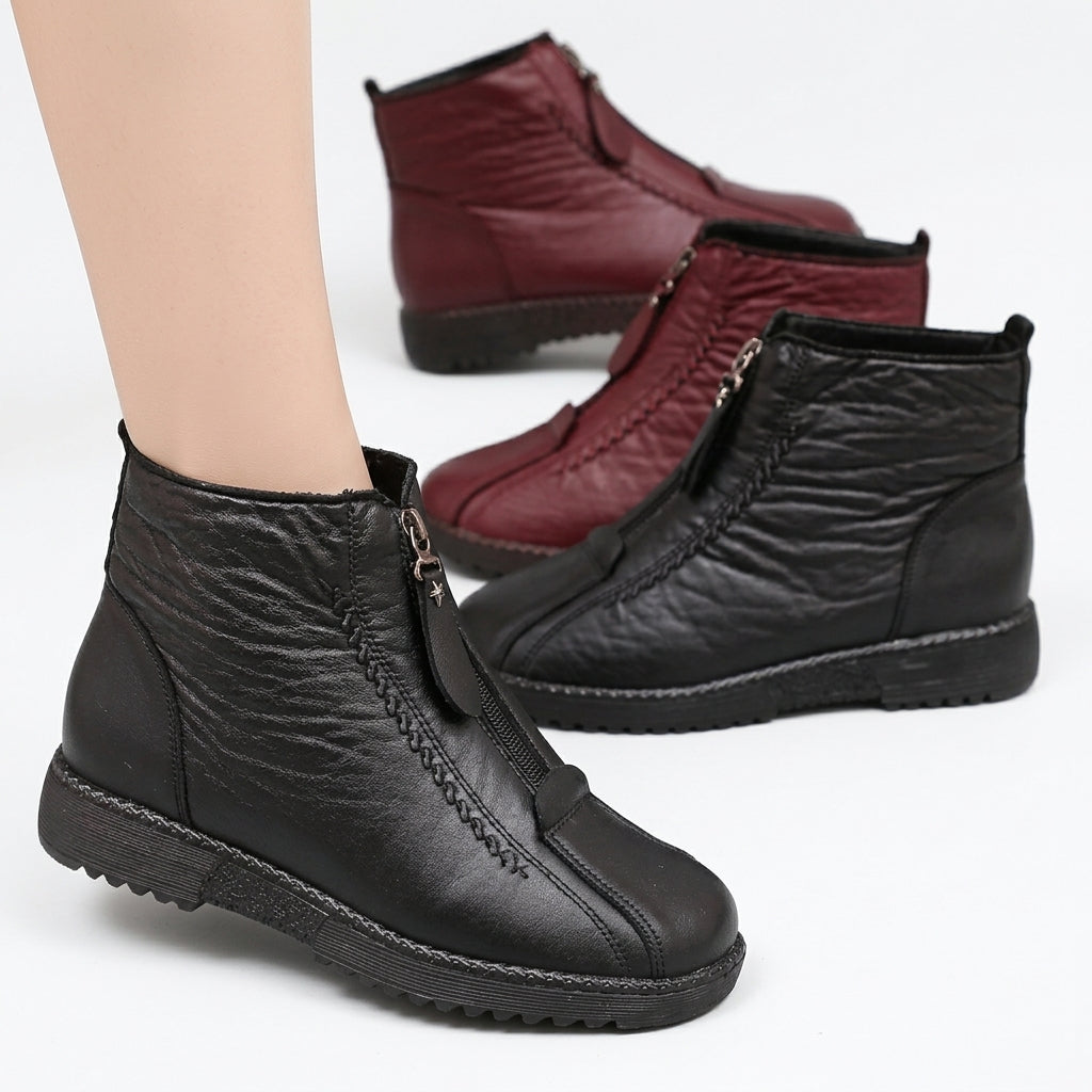 Women's Fleece-Lined Leather Ankle Boots