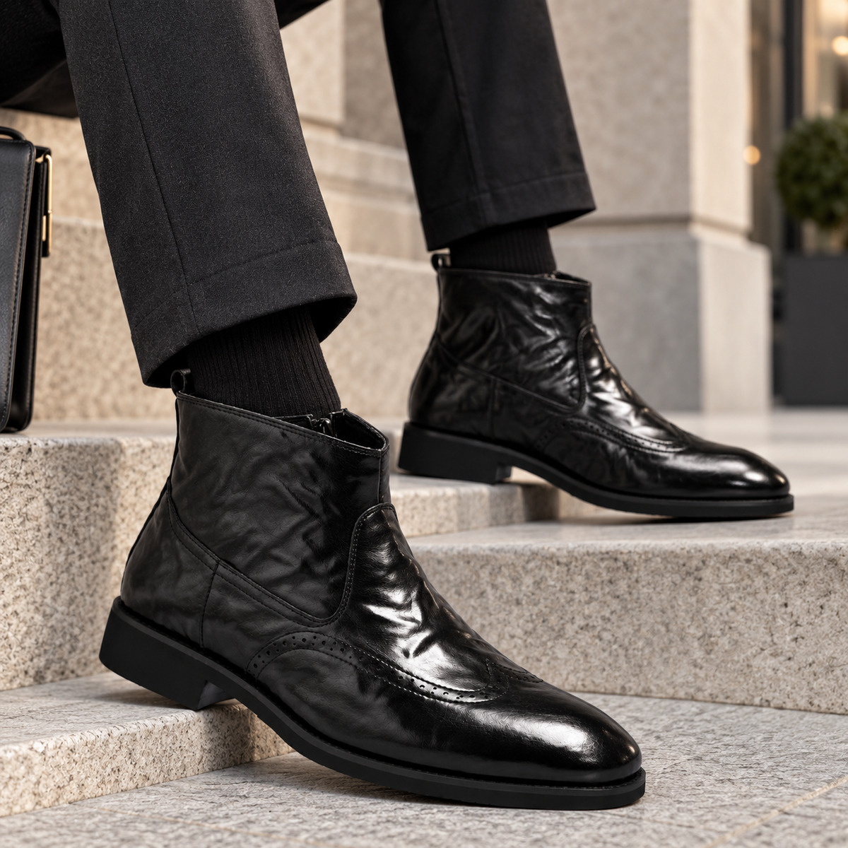 Men's Brogue Leather Ankle Boots