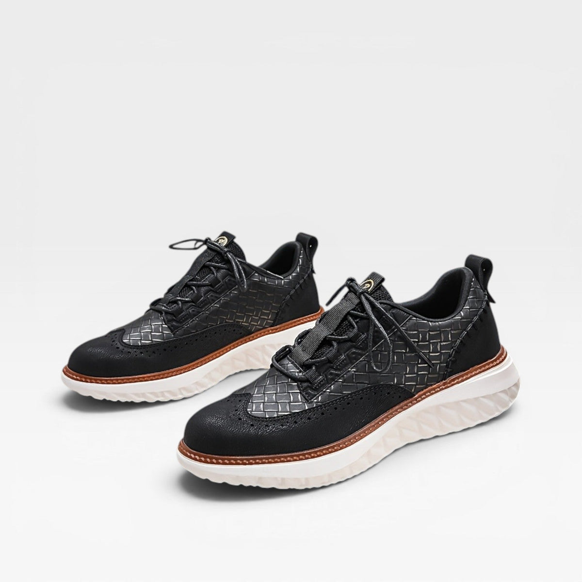 Men's Leather Brogue Trainers – Smart Casual Lace Up Sneakers