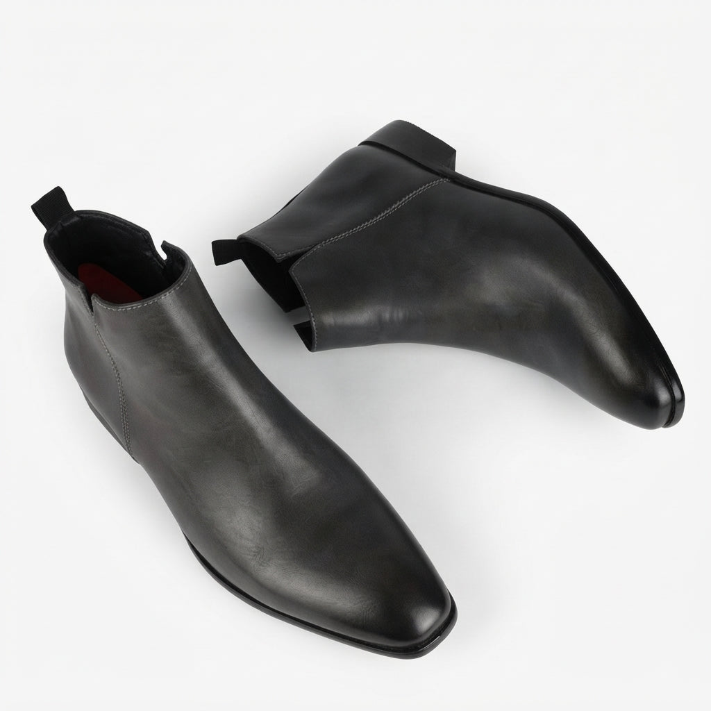 Men's Polished Leather Ankle Boots