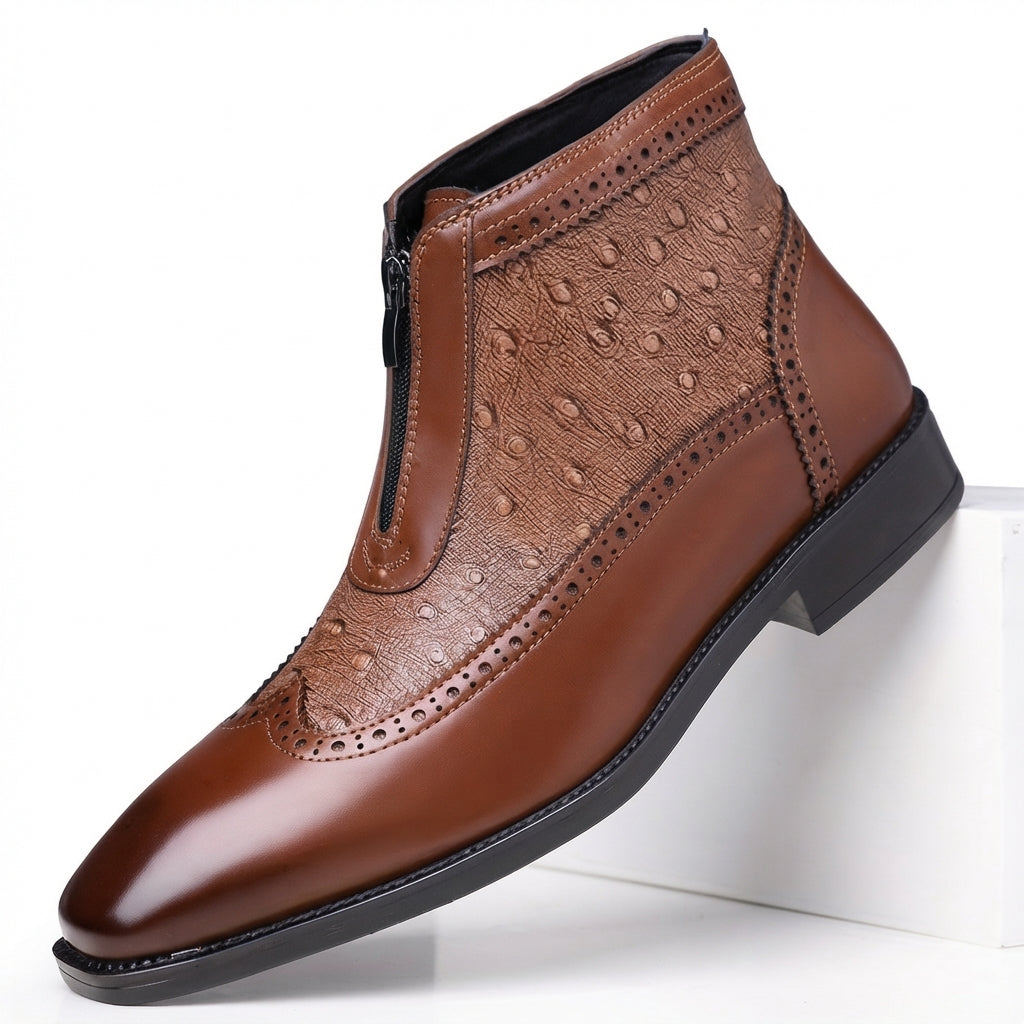 Men's Leather Brogue Ankle Boots