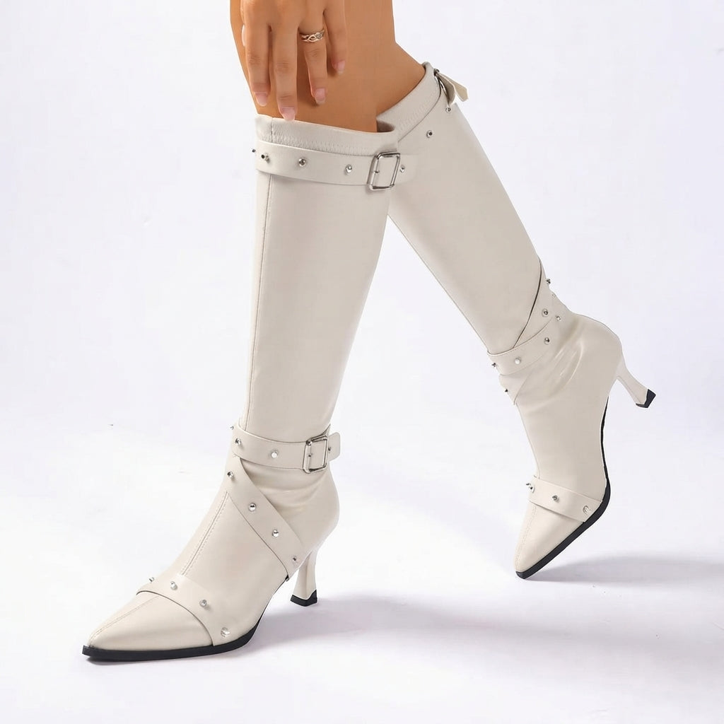 Women's Bold Heeled Knee High Boots