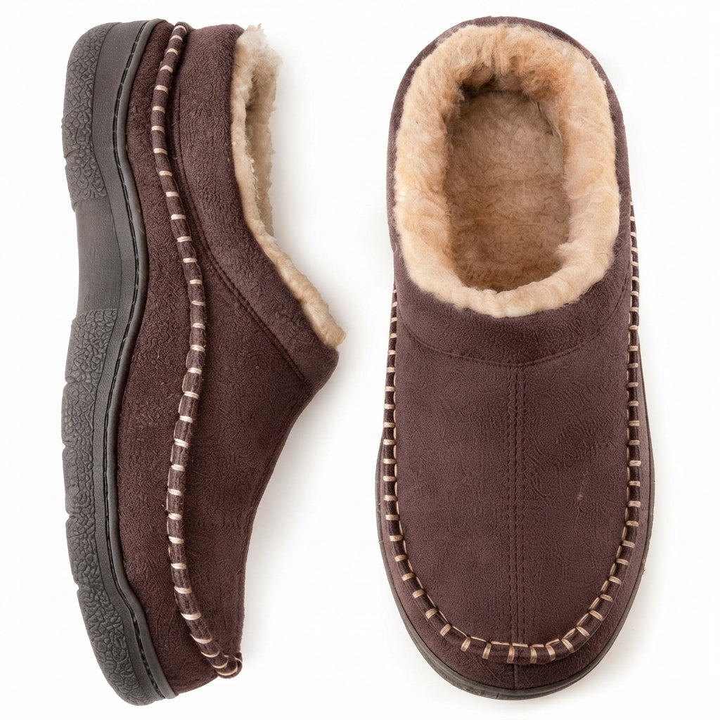 Men's Orthopedic Wide Fit Suede Moccasin Slippers