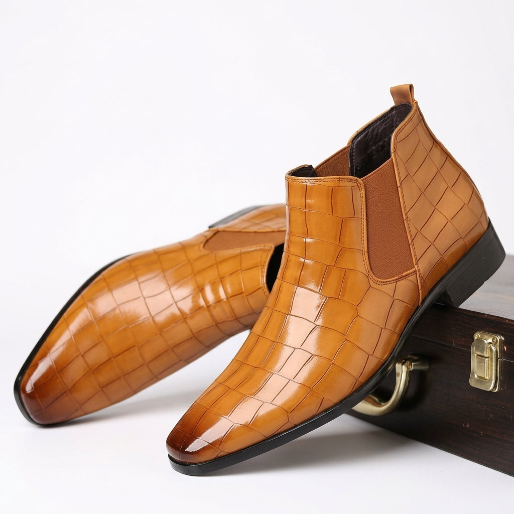 Men's Croc Embossed Chelsea Boots