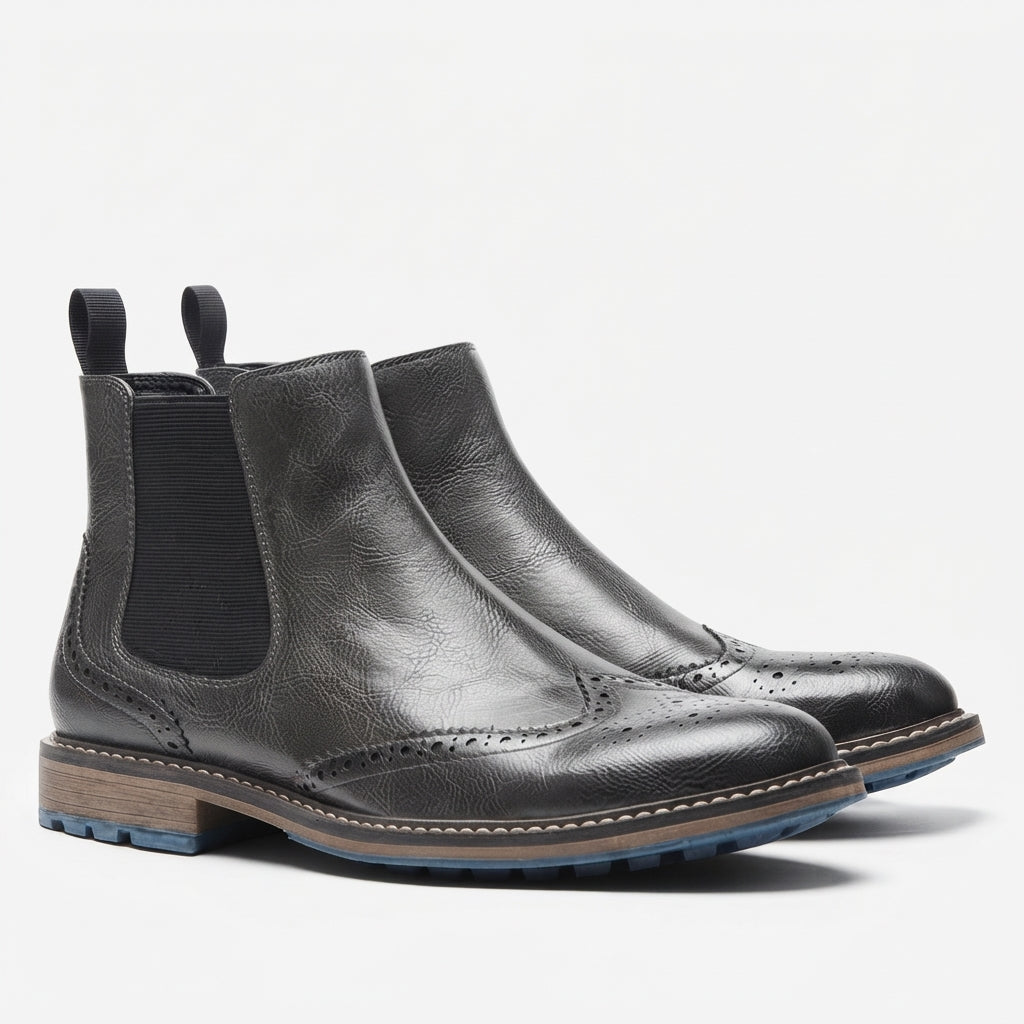 Men's Polished Brogue Chelsea Boots