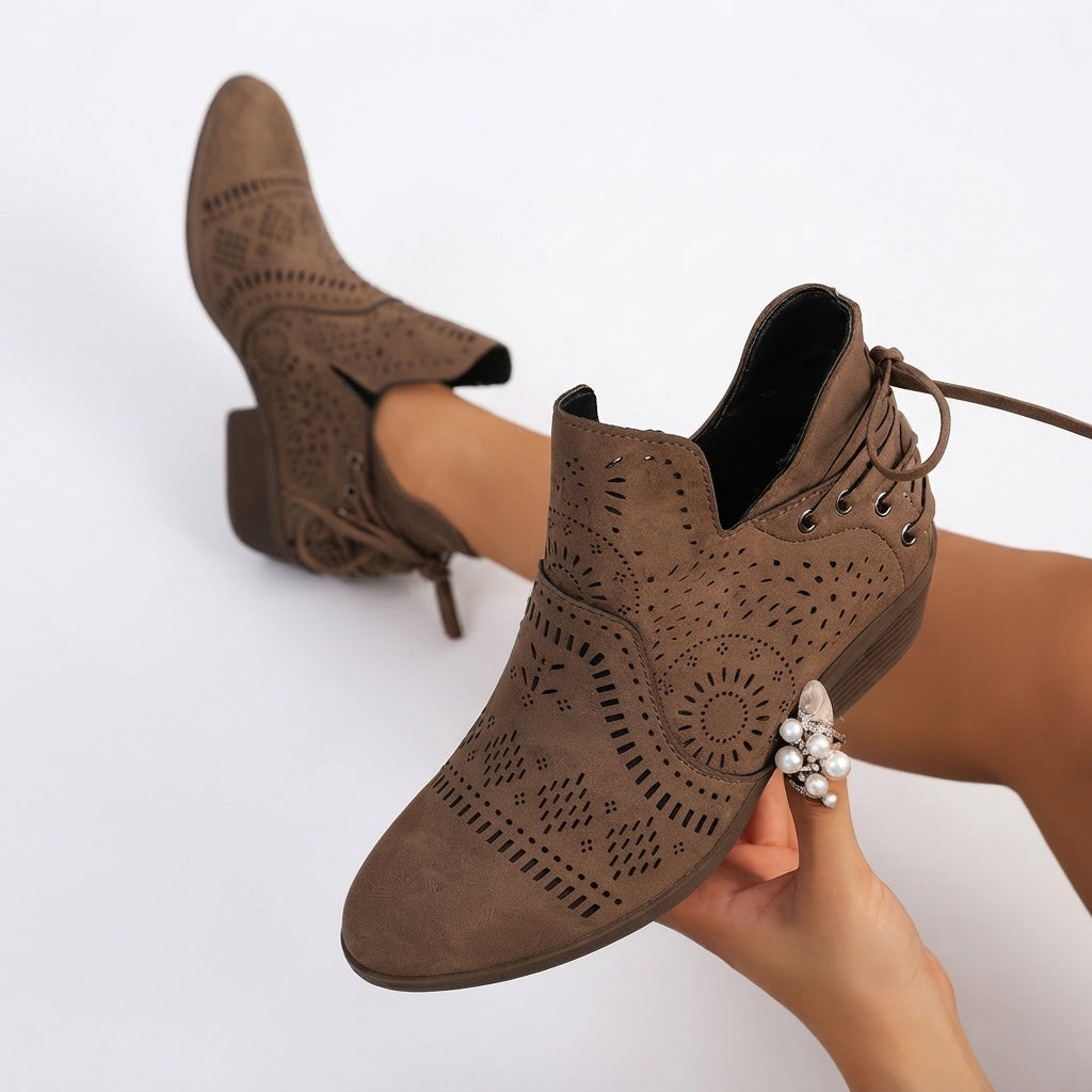Women's Cutout Heeled Ankle Boots
