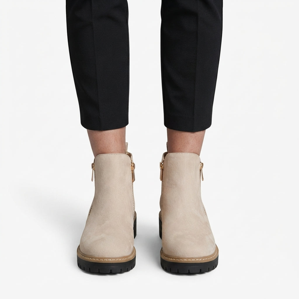Women's Orthopedic Side Zip Heeled Ankle Boots