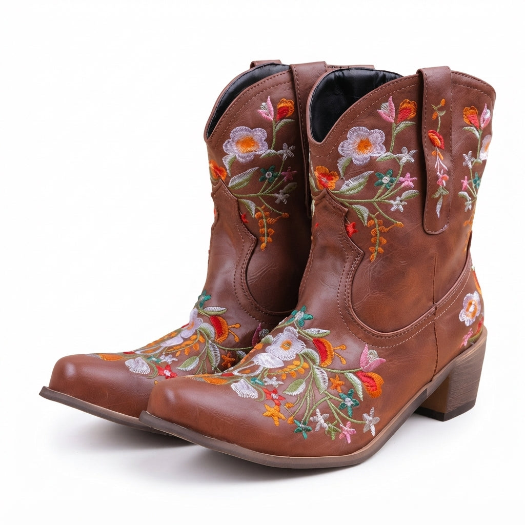 Women's Charming Heeled Ankle Cowboy Boots
