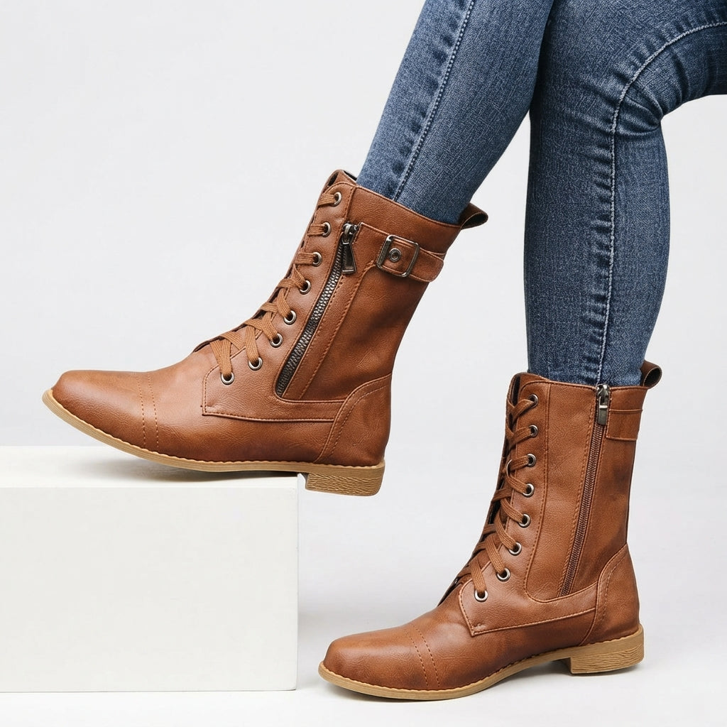 Women's Effortless Orthopedic  Lace-Up Biker Boots