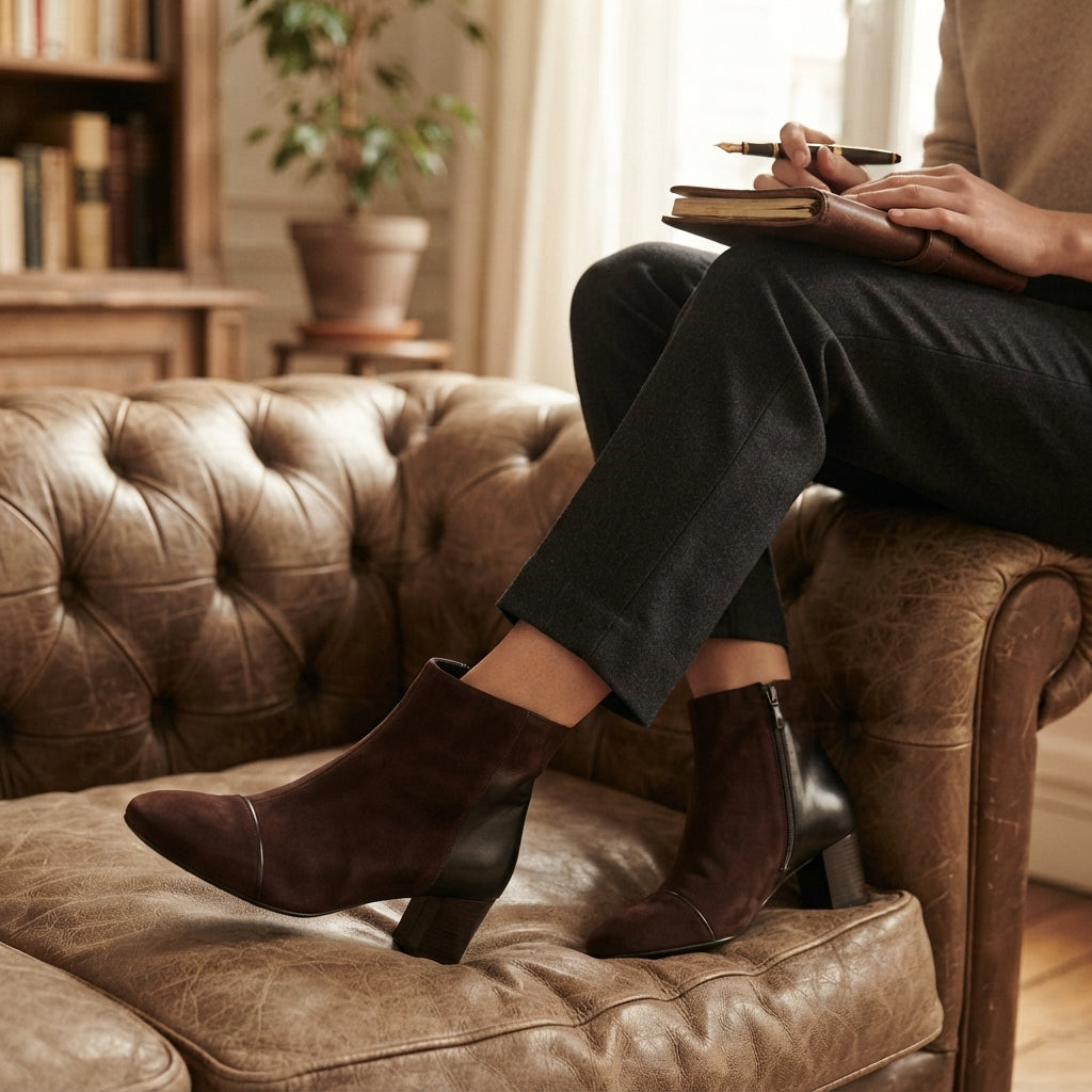Women's All-Day Comfort Suede Heeled Ankle Boots