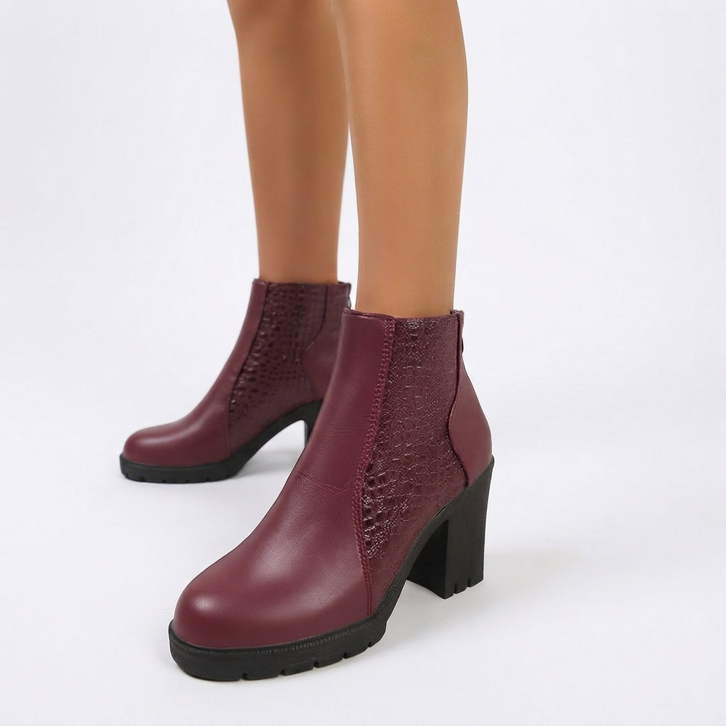 Women's Croc Heeled Ankle Boots