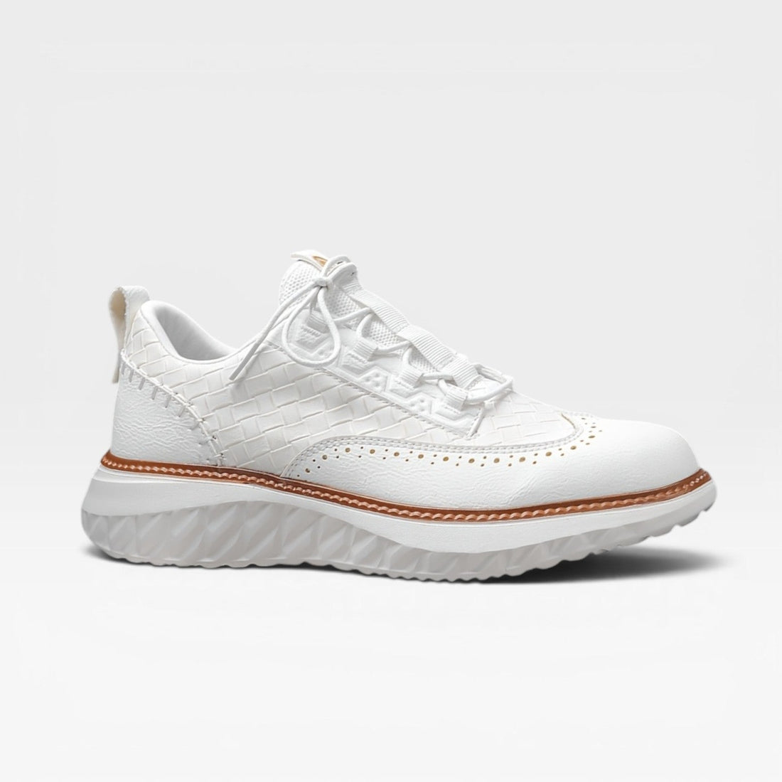 Men's Leather Brogue Trainers – Smart Casual Lace Up Sneakers