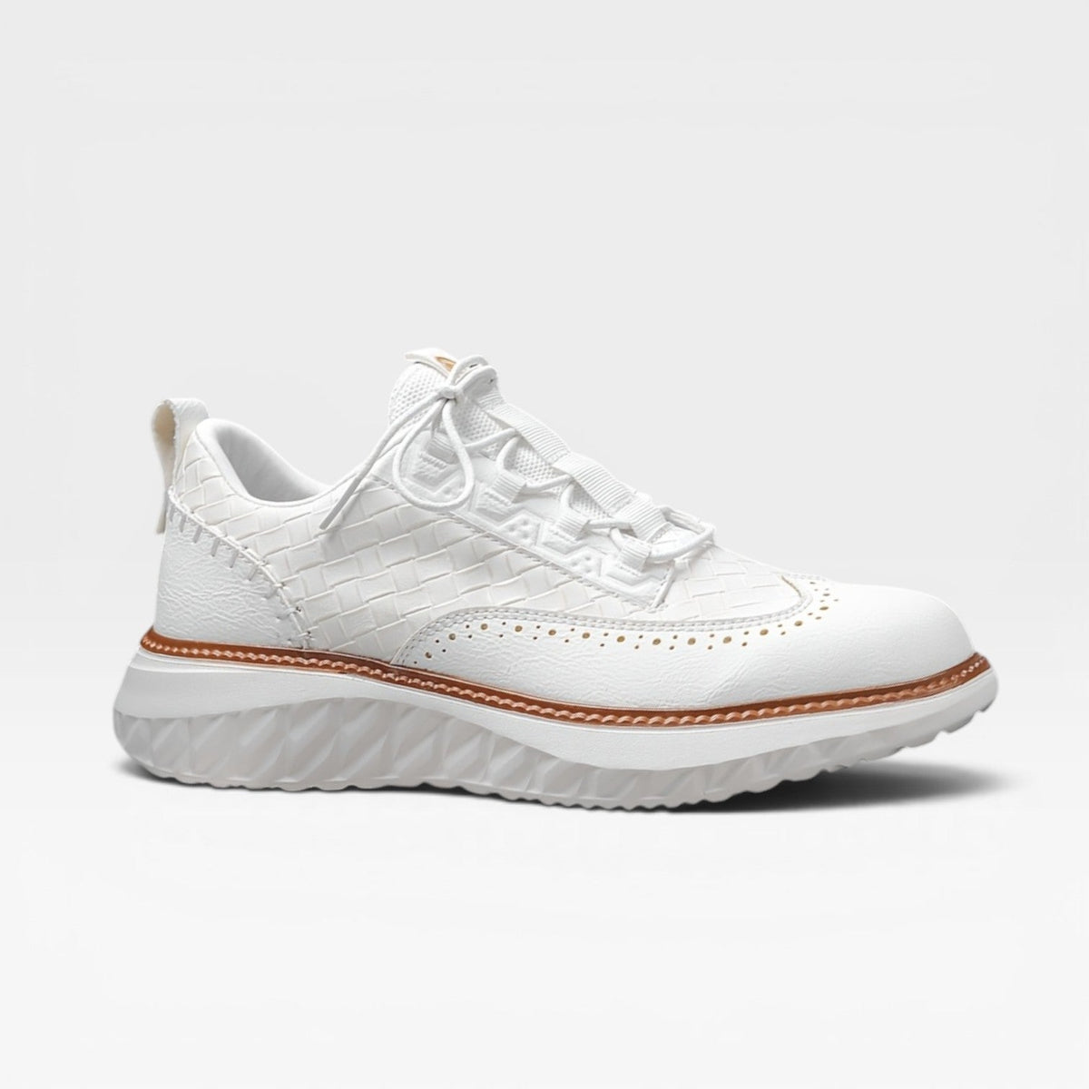 Men's Leather Brogue Trainers – Smart Casual Lace Up Sneakers